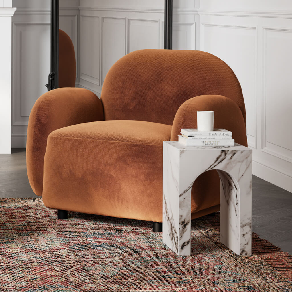 Archie Calacatta White Marble Side Table | Small